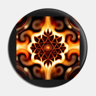 Fire fractal Mandala pattern Pin