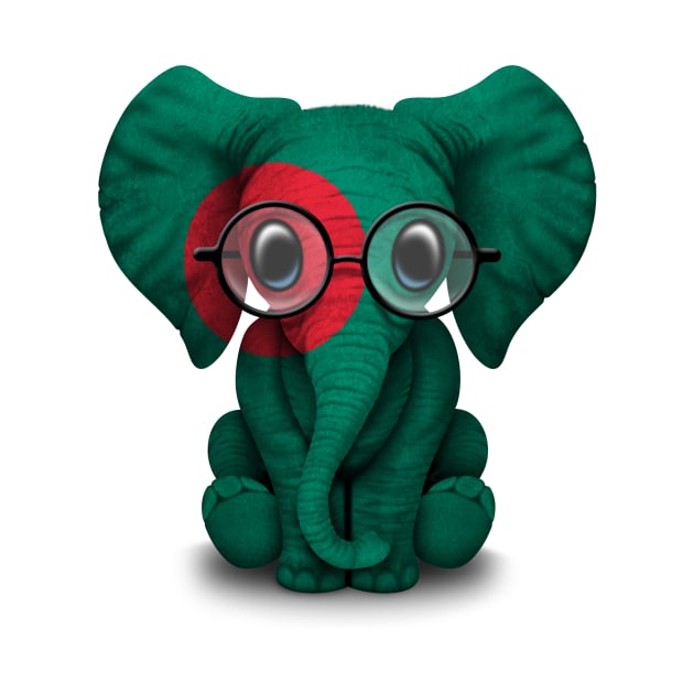 Baby Elephant with Glasses and Bangladeshi Flag by jeffbartels