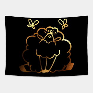 Golden Sheep with Butterflies Tapestry