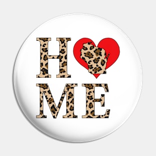 Wisconsin Home Leopard Print Pin