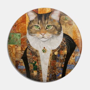 Gustav Klimt Style Tabby Cat with Diplomatic Immunity Pin