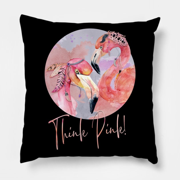 Flamingos – Think Pink! Pillow by VintageHeroes