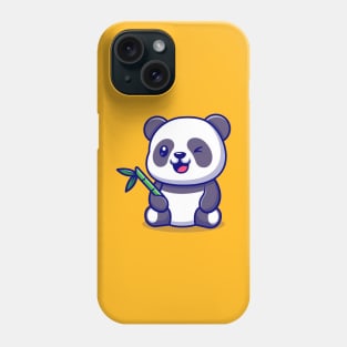 Cute Panda With Bamboo Cartoon Vector Icon Illustration Phone Case