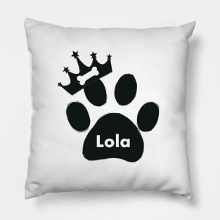 Lola name made of hand drawn paw prints Pillow