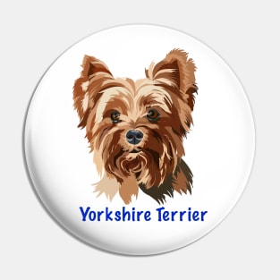 Yorkshire Terrier Vector Style Cartoon Portrait Pin