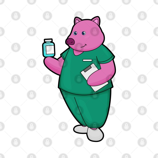 Pig as Nurse with Medicine by Markus Schnabel