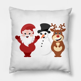 Santa Claus, snowman and red nosed reindeer Pillow