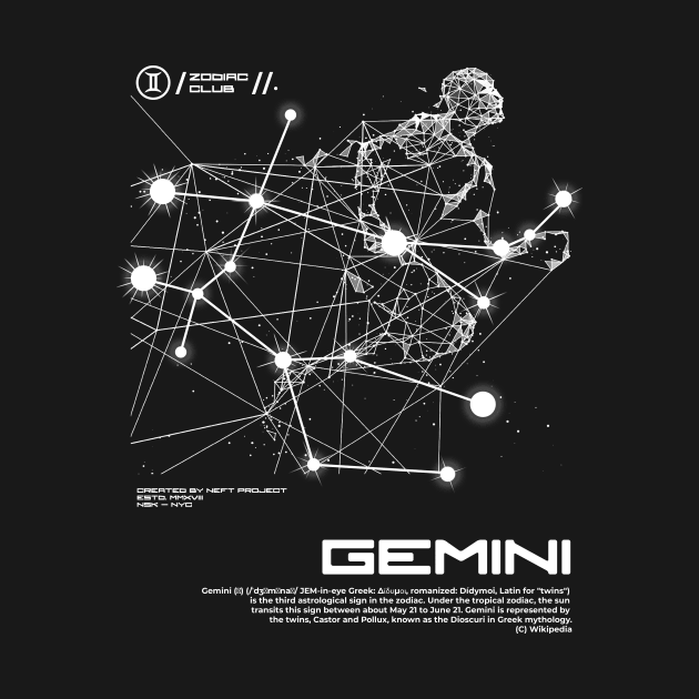 Gemini, Zodiac club, back print by NEFT PROJECT