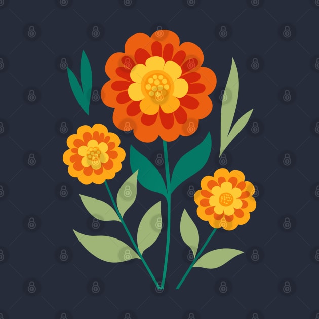 Retro Marigold Flowers by craftydesigns