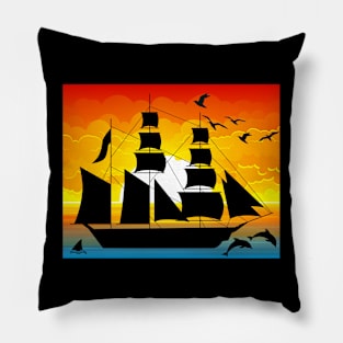 Sailing at sunset Pillow