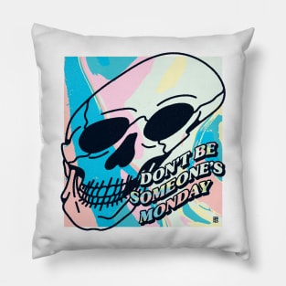 Anti Monday Skull Trippy Psychedelic Pillow