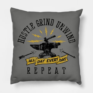 Hustle Grind Unwind Repeat for Light Color Pillow