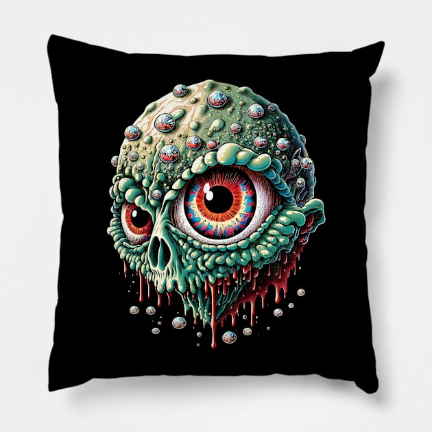 Zombie Gore Brain Skull 5 Pillow by unknown_pleasures