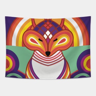 Orange Fox With Purple Skies Tapestry