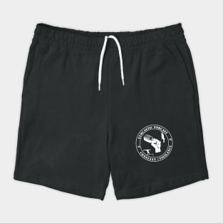 Back Side: GymCastic Podcast Constant Vigilance (white, back of shirt print) Shorts