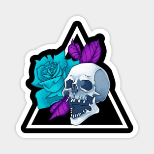 Blue Rose Flower Skull Magnet