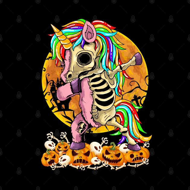 Unicorn Zombie Skeleton Dabbing Pumpkin Halloween Girls Women by wonderws