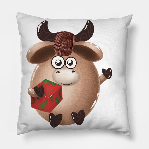 New year bull Pillow by Anna Lapshina