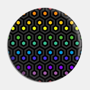 Geometric Pattern: Looped Hexagons: Rainbow Dark Pin