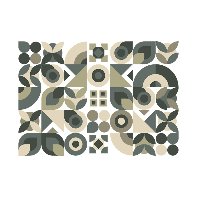 Abstract Geometric Pattern in Greys and Green by So Young So Good