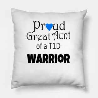 Proud Great Aunt - Black Text - Blue Heart Pillow