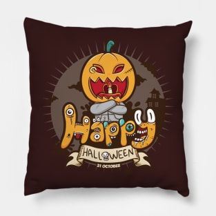 pumpkin greeting happy halloween Pillow