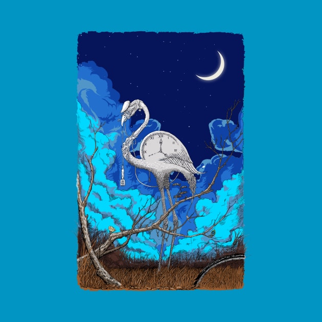 Night Flamingo Illustration by ElzeroStudio