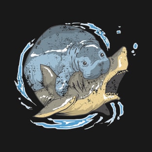 Funny Manatee Fighting A Shark T-Shirt