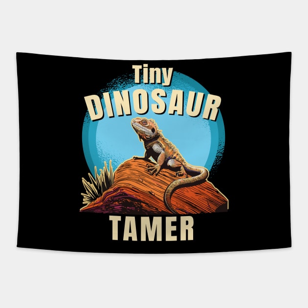 Fun Bearded Dragon Reptile Tiny Dinosaur Tamer Tapestry by Graphic Duster