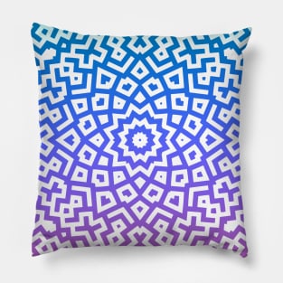 Colorful Geometric Mandala Design Blue Purple Magenta Gradient Pillow