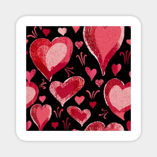 Red Black Heart Pattern Magnet