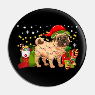 Pug Christmas Lights Funny Pug For Christmas Pin