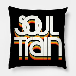 Retro Soul Train Color Black Pillow