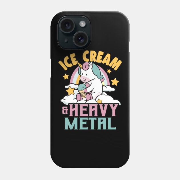 Ice Cream & Heavy Metal Unicorn Rainbow Funny Retro Death Metal Phone Case by Kuehni