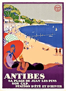 Antibes (Cote d'Azur), France - Vintage Travel Poster Design Magnet