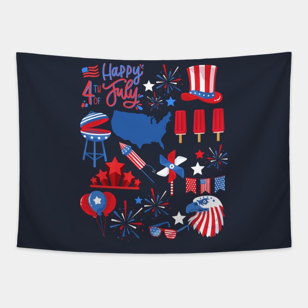 Fourth of July America Patriotic Tapestry by MalibuSun