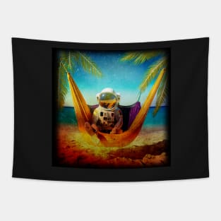 ASTRONAUT IN A HAMMOCK, RELAXING ON A TROPICAL BEACH Tapestry