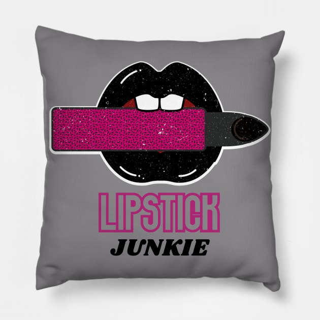 Funny Cute Lipstick Makeup Beauty Lover Pillow by BuddyandPrecious