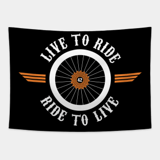 Bike Wheel live to ride, ride to live Tapestry