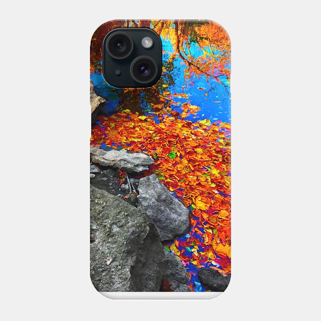 Brilliant fall foliage reflecting on calm water Phone Case by Zen Goat 