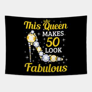 This Queen Makes 50 Look Fabulous Woman 50Th Birthday Tapestry