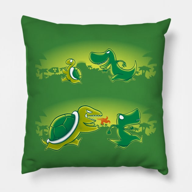 Turtle vs T-Rex Pillow by MdM