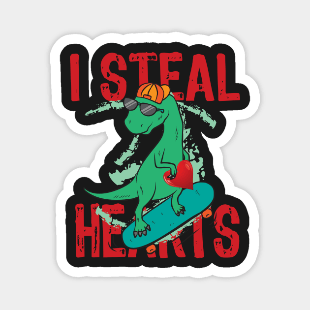 Kids I Steal Hearts Trex Dino Baby Boy Valentines Day Magnet by yassinebd