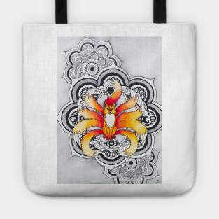 Flaming Kitsune Mandala Tote