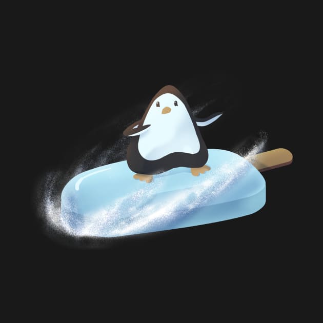 Ice Block Penguin Sledding Snowboard by yellowpomelo