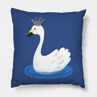 Cute white swan with crown cartoon Pillow