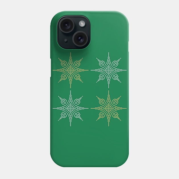 Pixel Snowflake Pattern Style 1 in Silver and Gold Phone Case by gkillerb