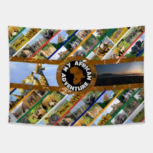 My African Adventure Wildlife Collage Tapestry