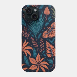 leaves pattern orange and green Phone Case