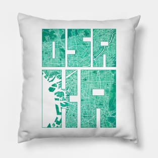 Osaka, Japan City Map Typography - Watercolor Pillow